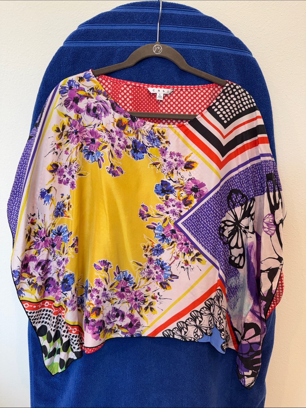 CAbi Multicolor Floral & Butterfly Tunic - Yellow, Purple, Blue